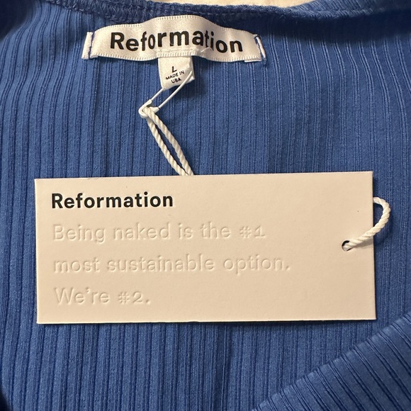 Reformation Dusk Blue Laney Knit Dress - NWT - Size L - Picture 12 of 14